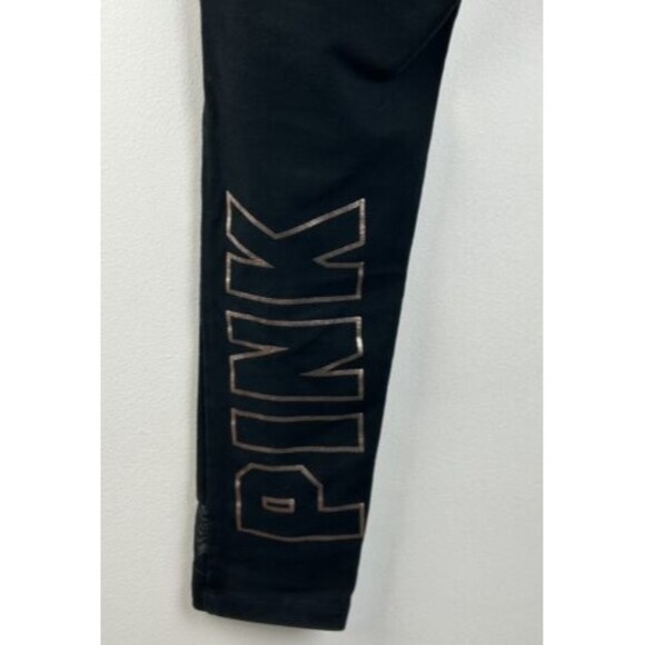 Victoria's Secret PINK Leggings S Yoga Mesh Black Crop Pocket Workout Stretchy - Picture 4 of 7